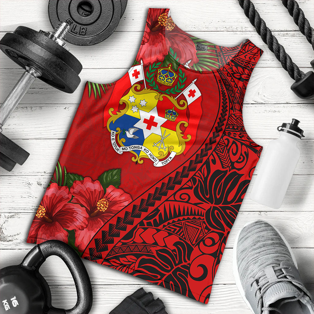 Tonga Tank Top Tribal Polynesian With Hibiscus Flower
