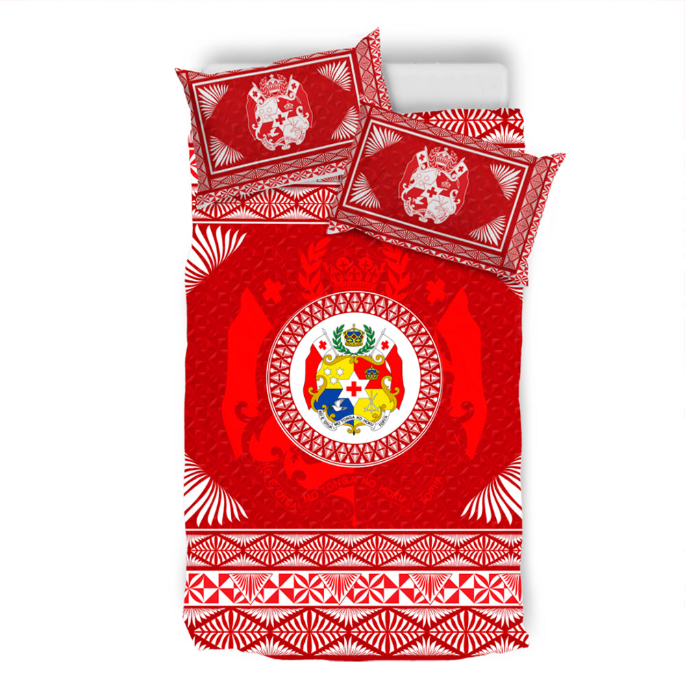 Tonga Bedding Set Ngatu Pattern Coat Of Arms Style