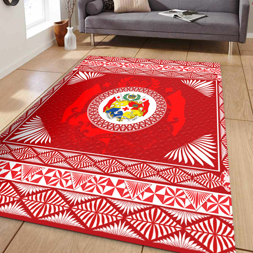 Tonga Area Rug Ngatu Pattern Coat Of Arms Style