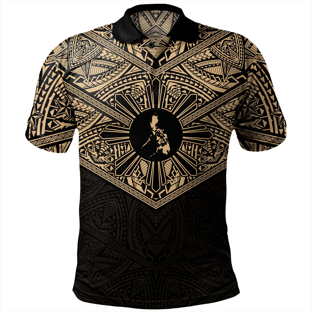 Philippines Filipinos Polo Shirt Traditional Tribal Tattoo Sun
