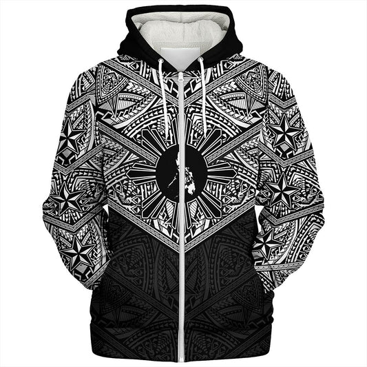 Philippines Filipinos Sherpa Hoodie Traditional Tribal Tattoo Sun