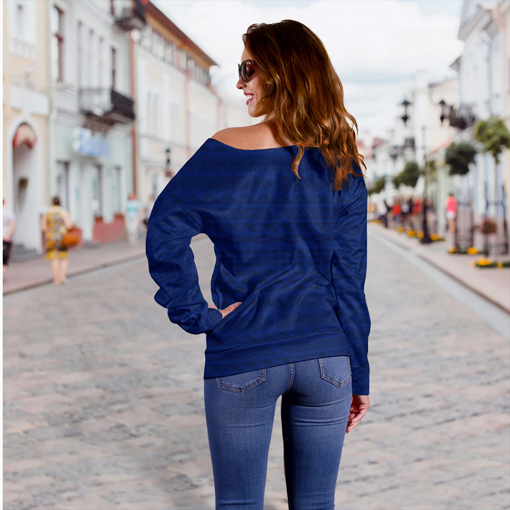 Hawaii Off Shoulder Sweatshirt Tribal Flag King Kamehameha Crack Style