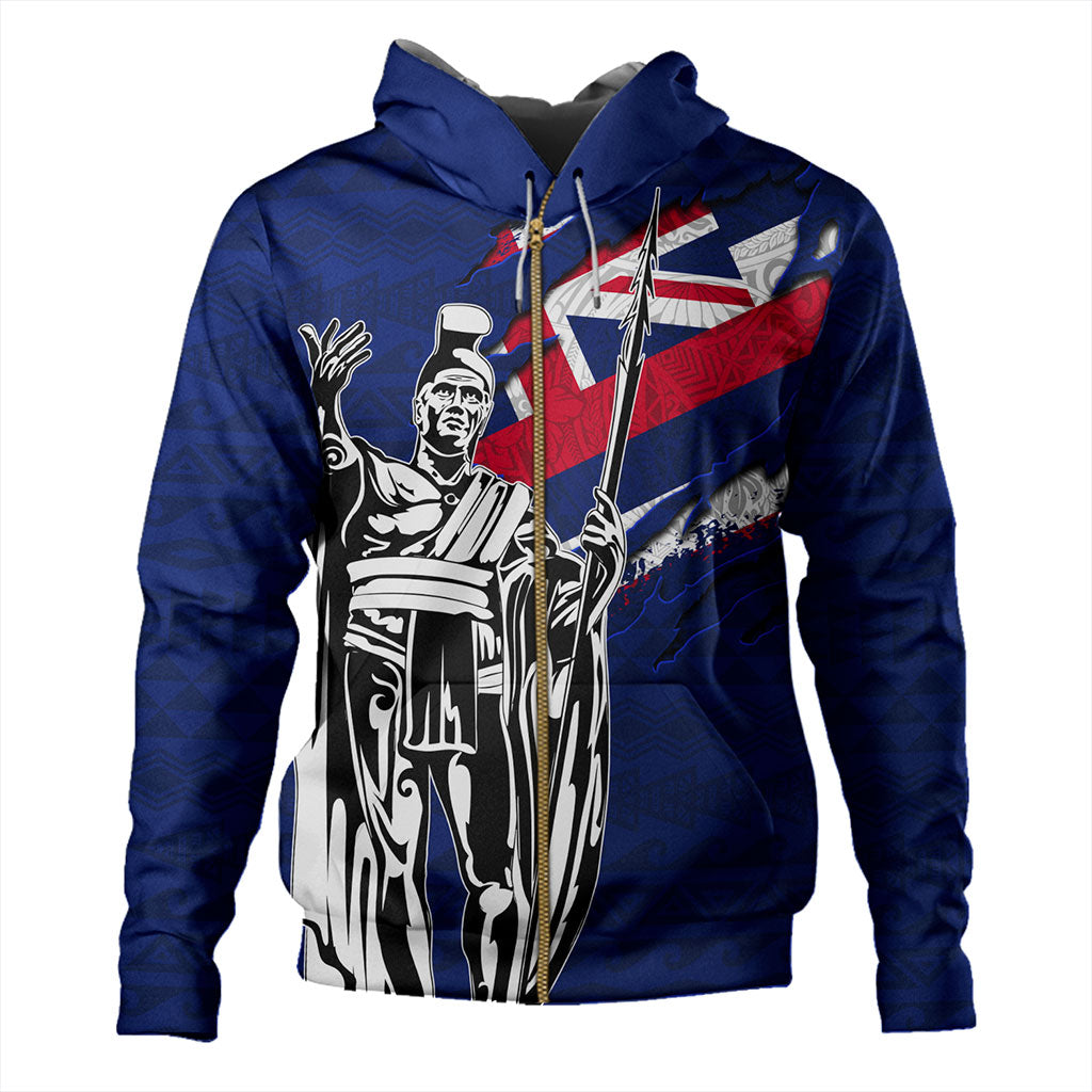 Hawaii Hoodie Tribal Flag King Kamehameha Crack Style