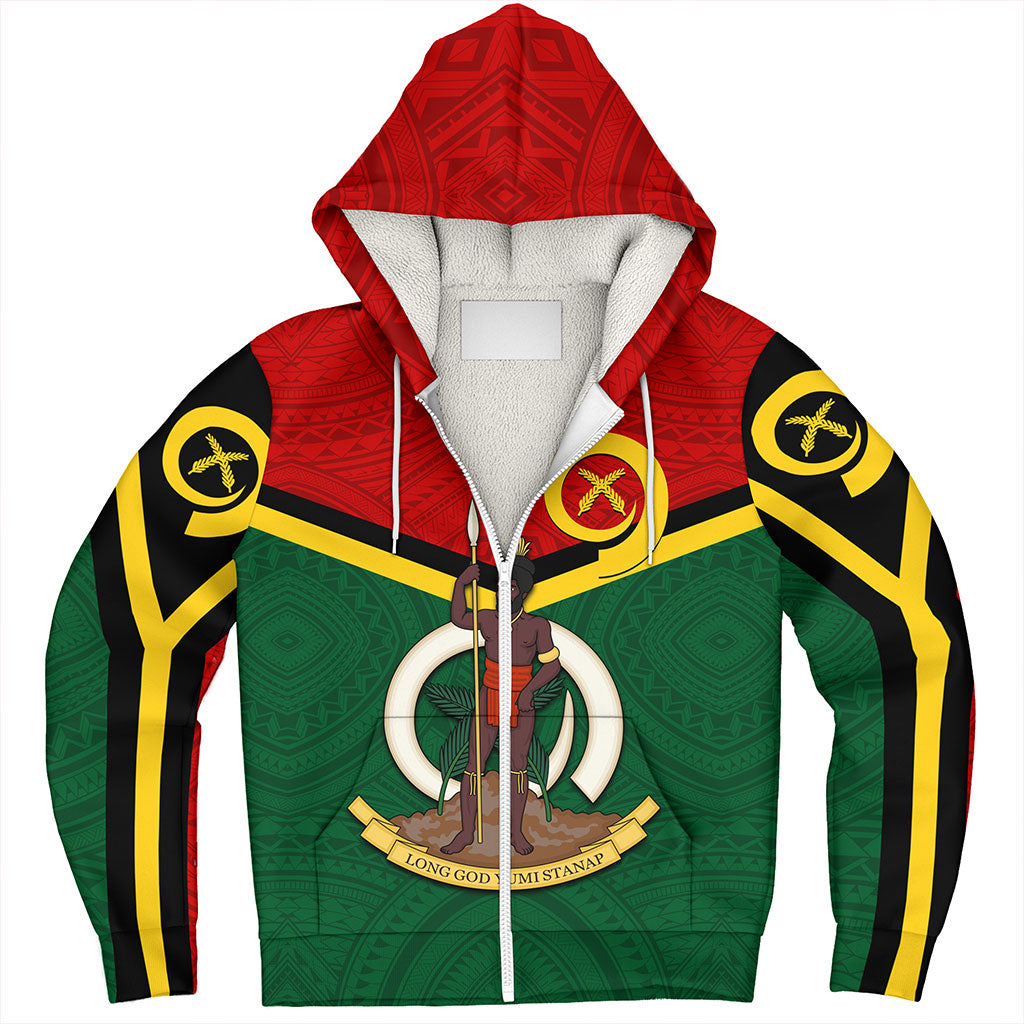 Vanuatu Sherpa Hoodie Tribal Flag Sport Style