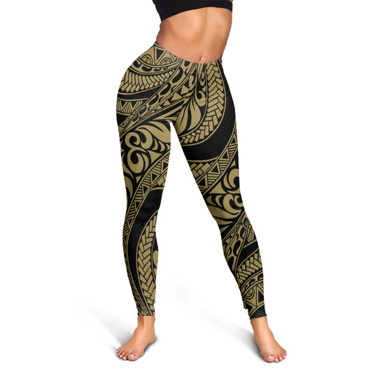 Hawaii Legging Tribal Pattern Polynesian Gold