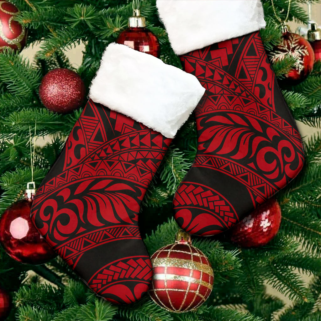 Hawaii Christmas Stocking Tribal Pattern Polynesian Red