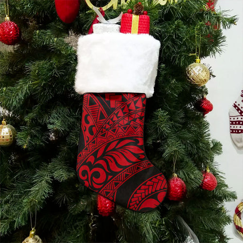 Hawaii Christmas Stocking Tribal Pattern Polynesian Red
