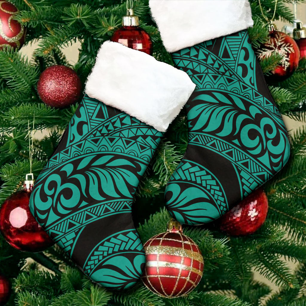 Hawaii Christmas Stocking Tribal Pattern Polynesian Turquoise