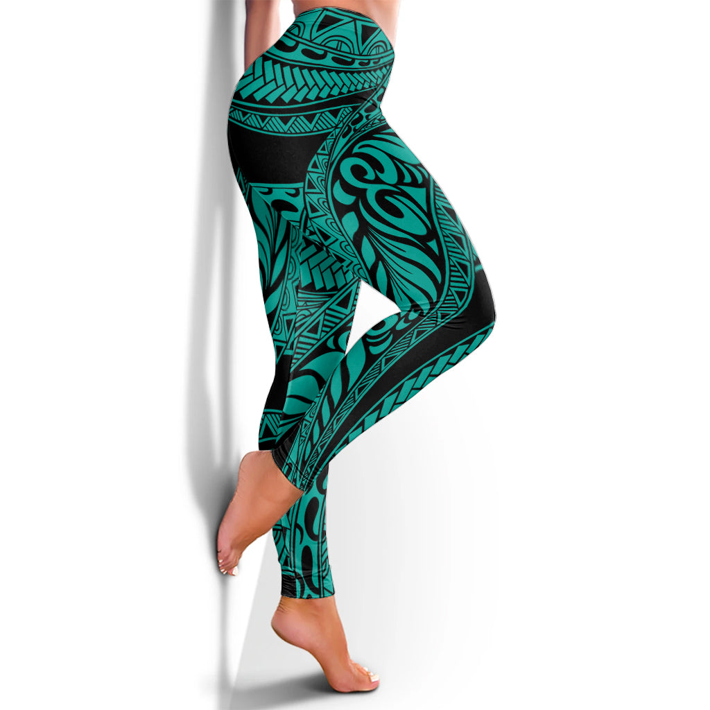 Hawaii Legging Tribal Pattern Polynesian Turquoise