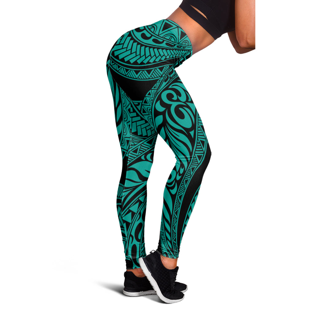 Hawaii Legging Tribal Pattern Polynesian Turquoise