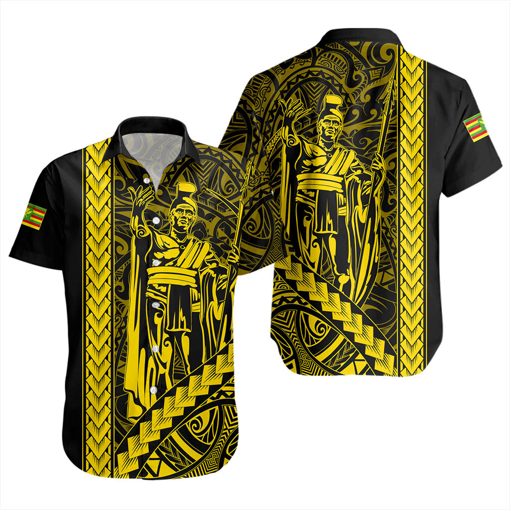 Hawaii Short Sleeve Shirt Tribal Polynesian Kanaka Maoli King Kamehameha