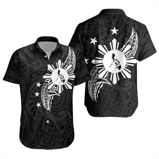 Philippines Filipinos Short Sleeve Shirt Tribal Tattoo Art Style