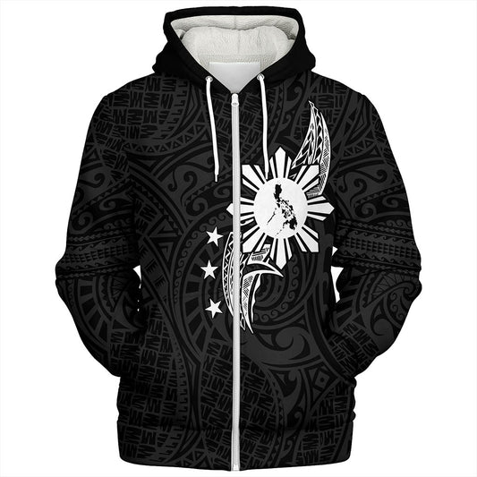 Philippines Filipinos Sherpa Hoodie Tribal Tattoo Art Style