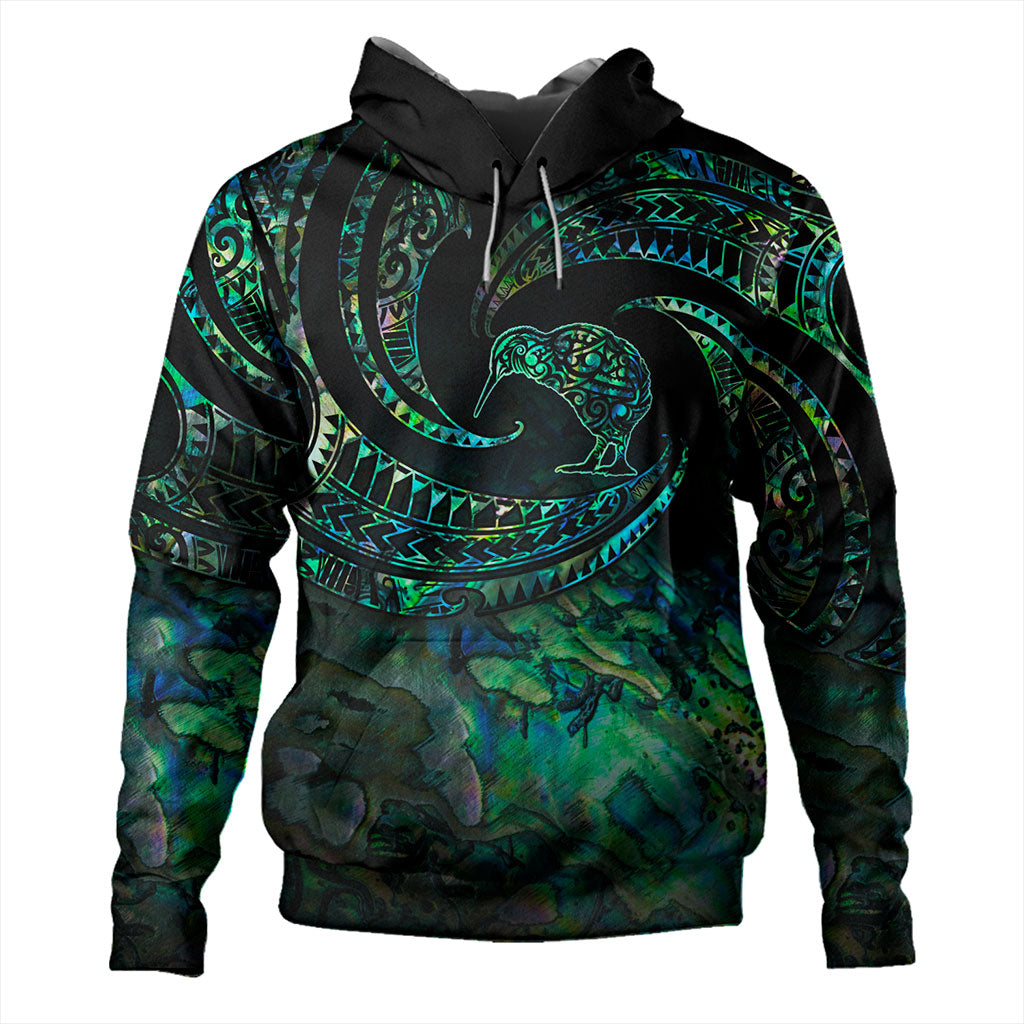 New Zealand Hoodie Tribal Wave Papua Shell With Kiwi Bird
