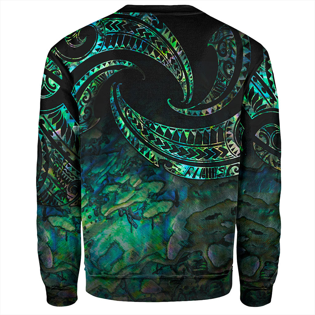 New Zealand Sweatshirt Tribal Wave Papua Shell With Silver Fern