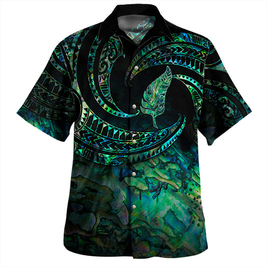 New Zealand Hawaiian Shirt Tribal Wave Papua Shell With Silver Fern