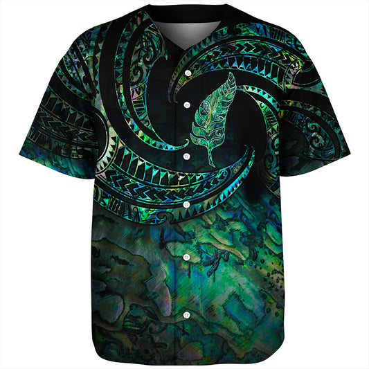 New Zealand Baseball Shirt Tribal Wave Papua Shell With Silver Fern