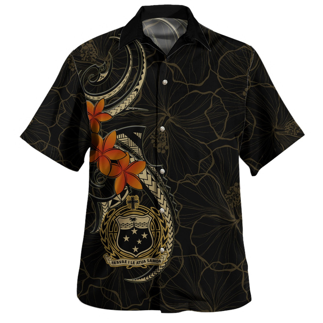 Samoa Combo Puletasi And Shirt Tribal Hibiscus Plumeria