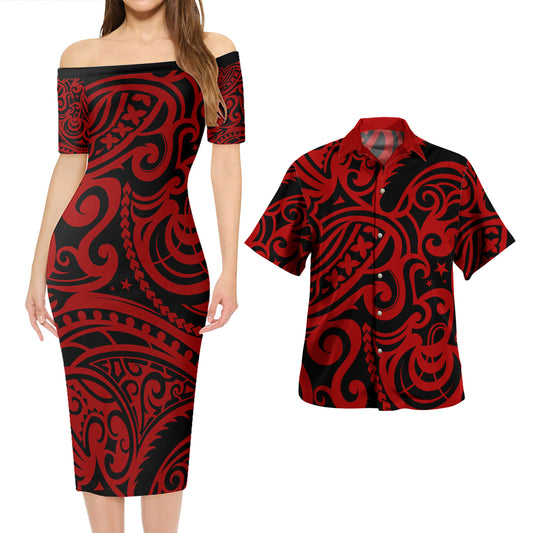 Hawaii Combo Short Sleeve Dress And Shirt Tribal Maori