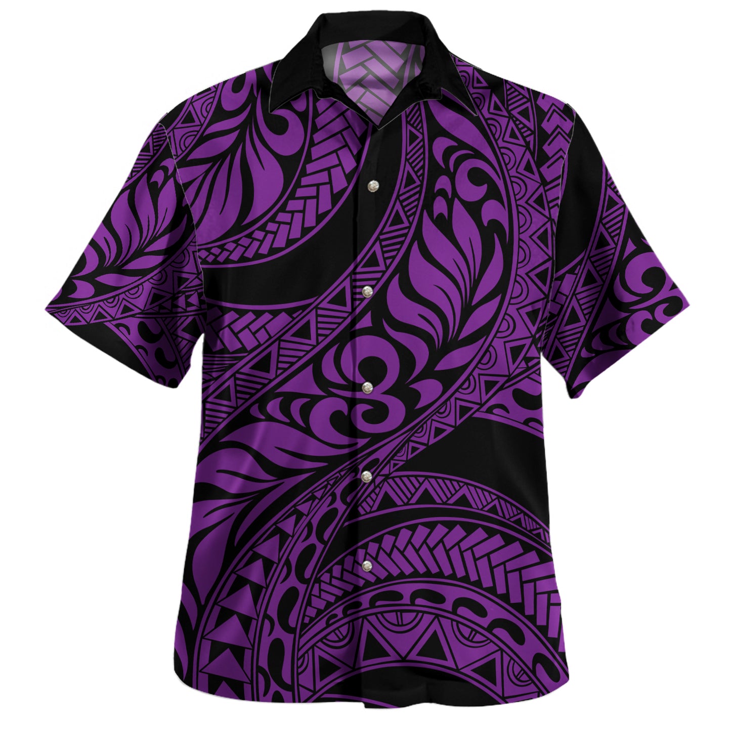 Hawaii Combo Short Sleeve Dress And Shirt Tribal Pattern Polynesian Purple
