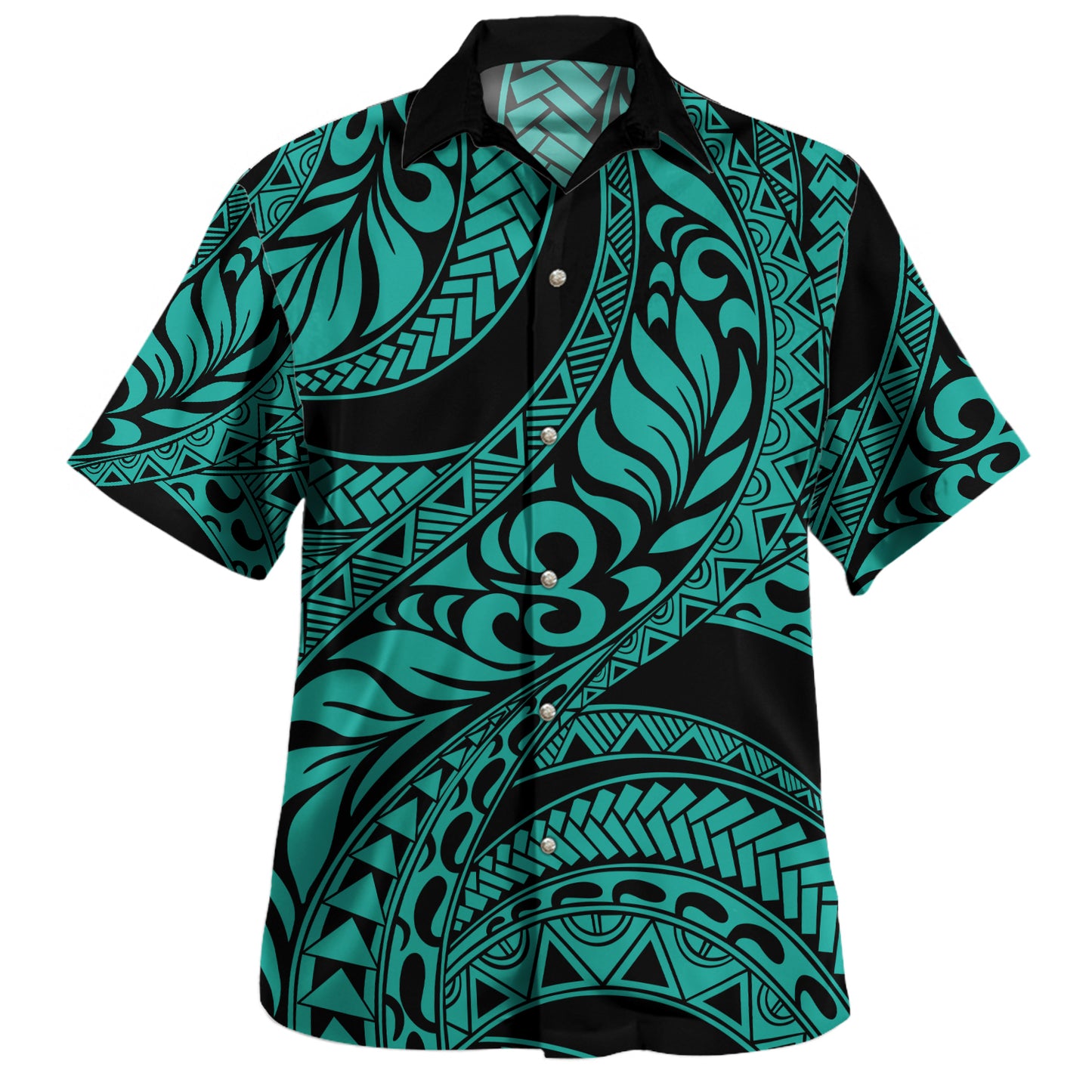 Hawaii Combo Short Sleeve Dress And Shirt Tribal Pattern Polynesian Turquoise