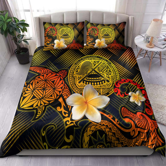American Samoa Polynesian Bedding Set - Lauhala Turtle Plumeria Tropical