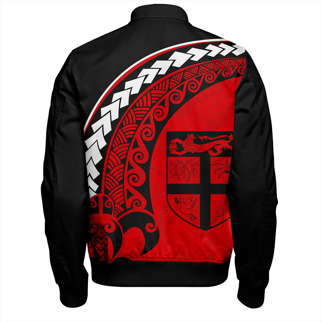 Fiji Bomber Jacket Turtle Polynesian Tribal Coat Of Arms
