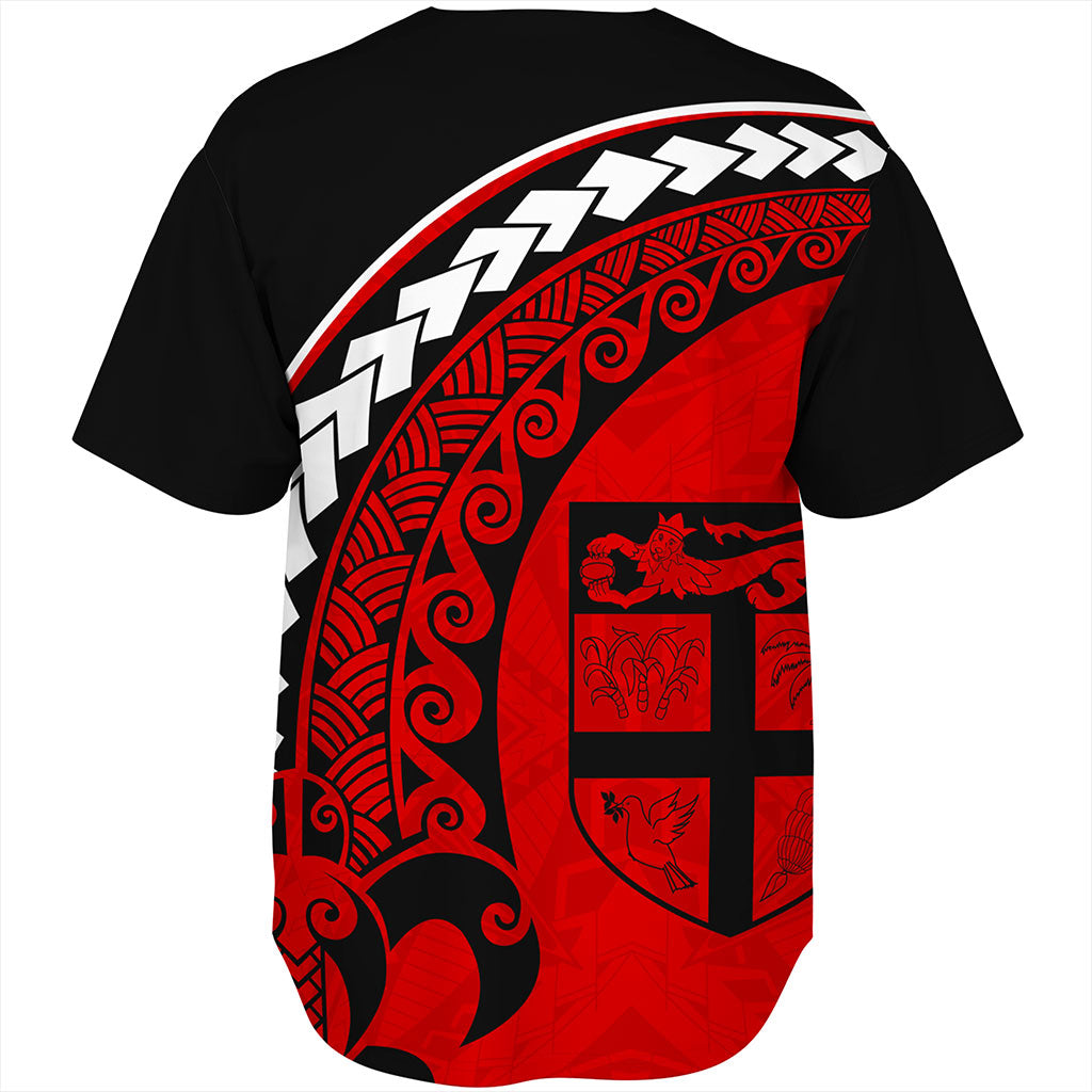 Fiji Baseball Shirt Turtle Polynesian Tribal Coat Of Arms