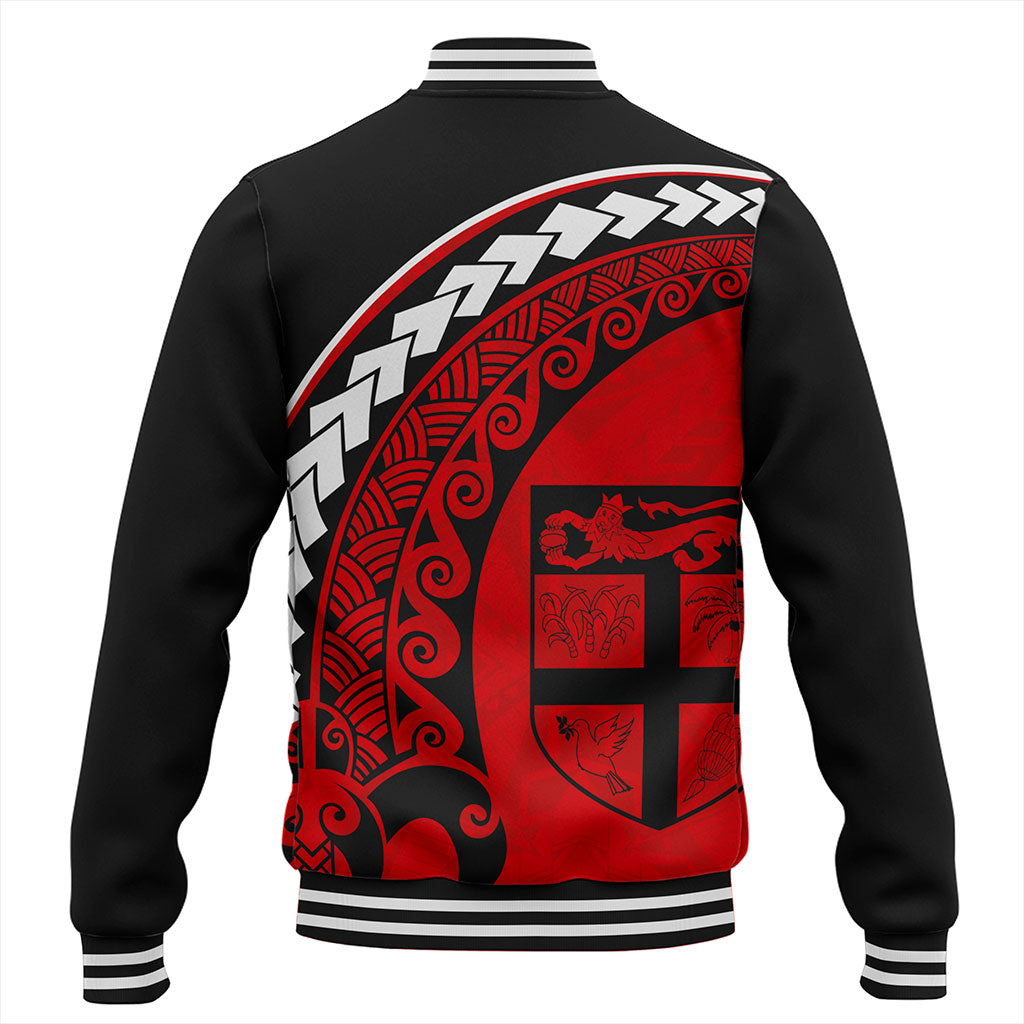 Fiji Baseball Jacket Turtle Polynesian Tribal Coat Of Arms