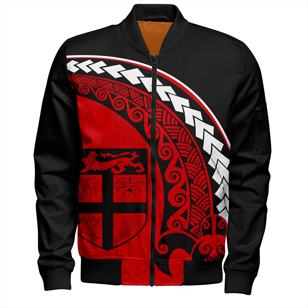 Fiji Bomber Jacket Turtle Polynesian Tribal Coat Of Arms