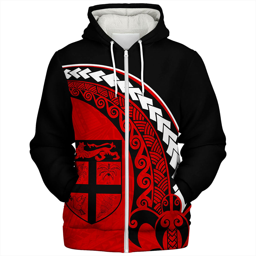 Fiji Sherpa Hoodie Turtle Polynesian Tribal Coat Of Arms