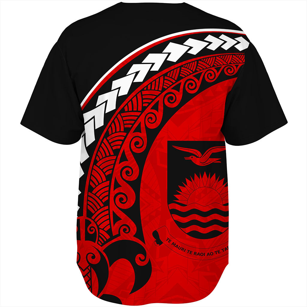 Kiribati Baseball Shirt Turtle Polynesian Tribal Coat Of Arms