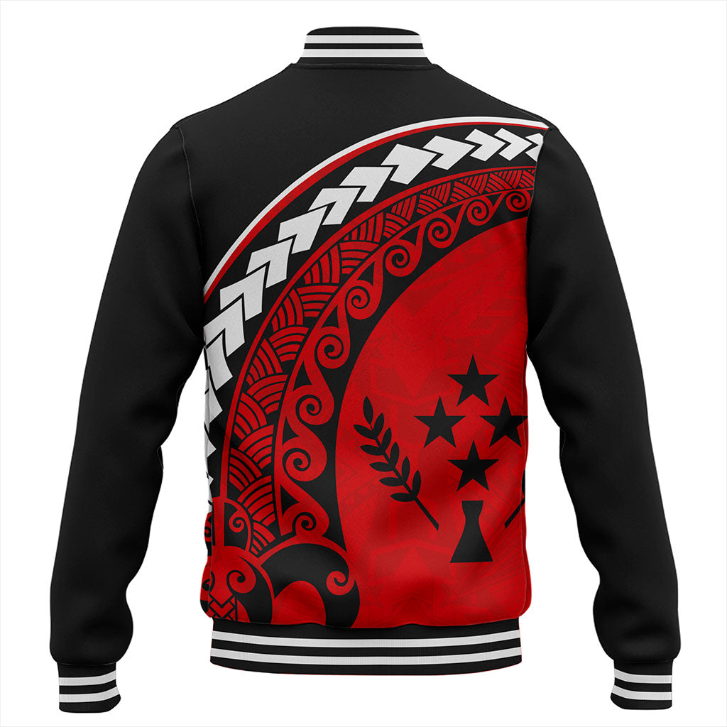 Kosrae Baseball Jacket Turtle Polynesian Tribal Coat Of Arms