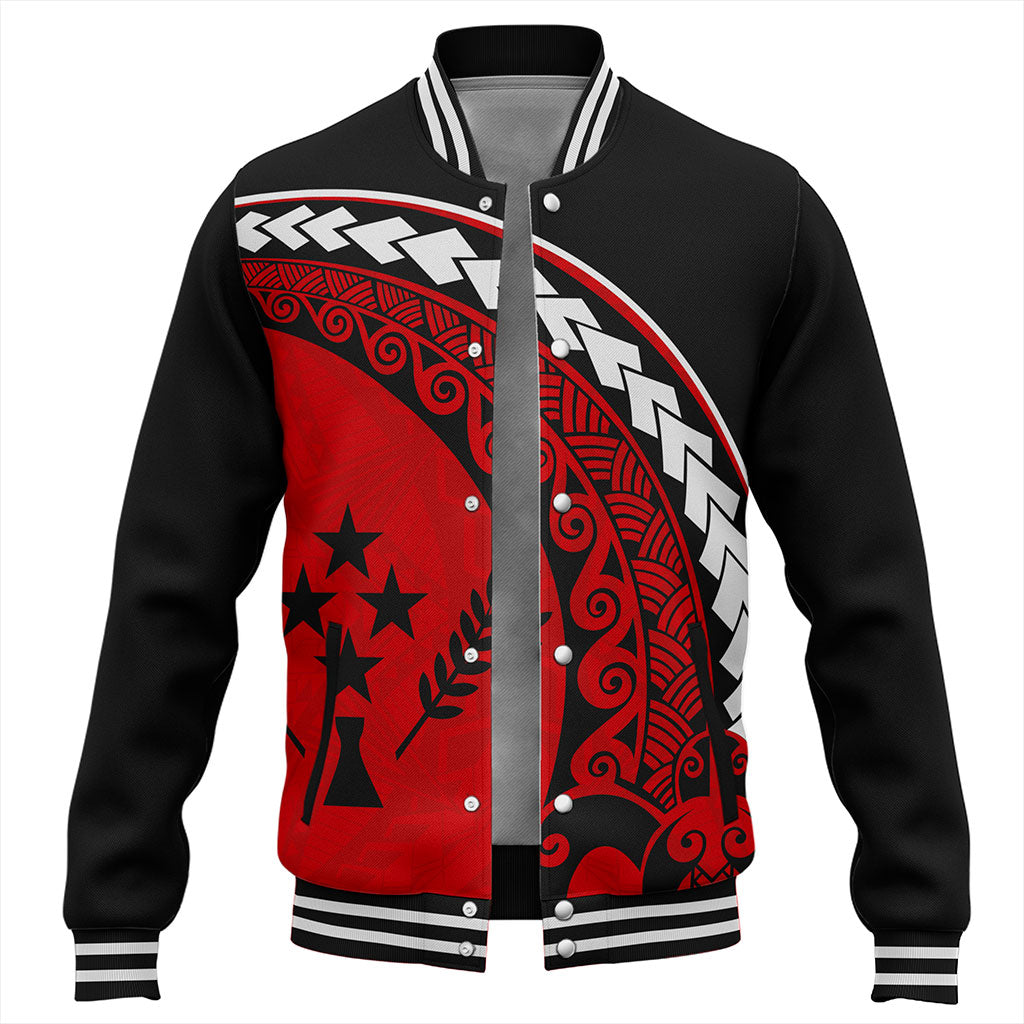 Kosrae Baseball Jacket Turtle Polynesian Tribal Coat Of Arms