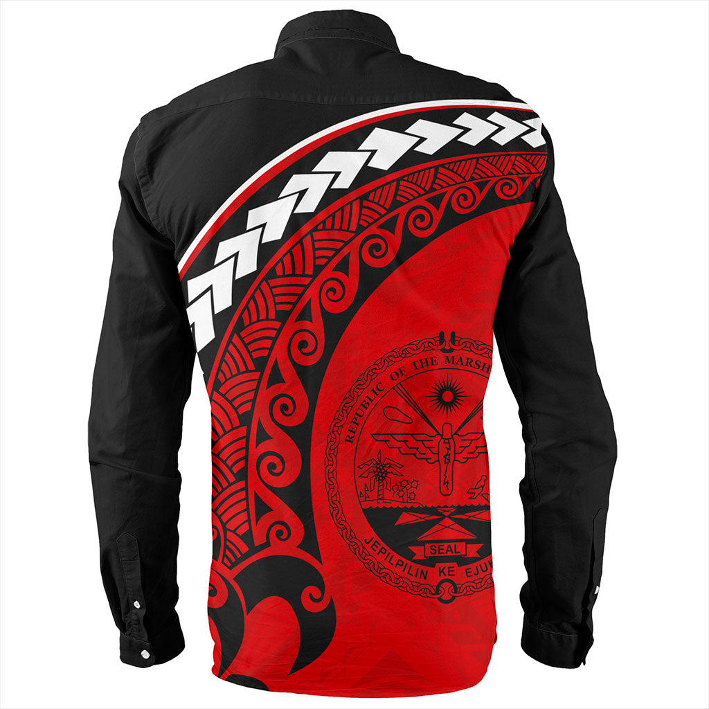 Marshall Islands Long Sleeve Shirt Turtle Polynesian Tribal Coat Of Arms