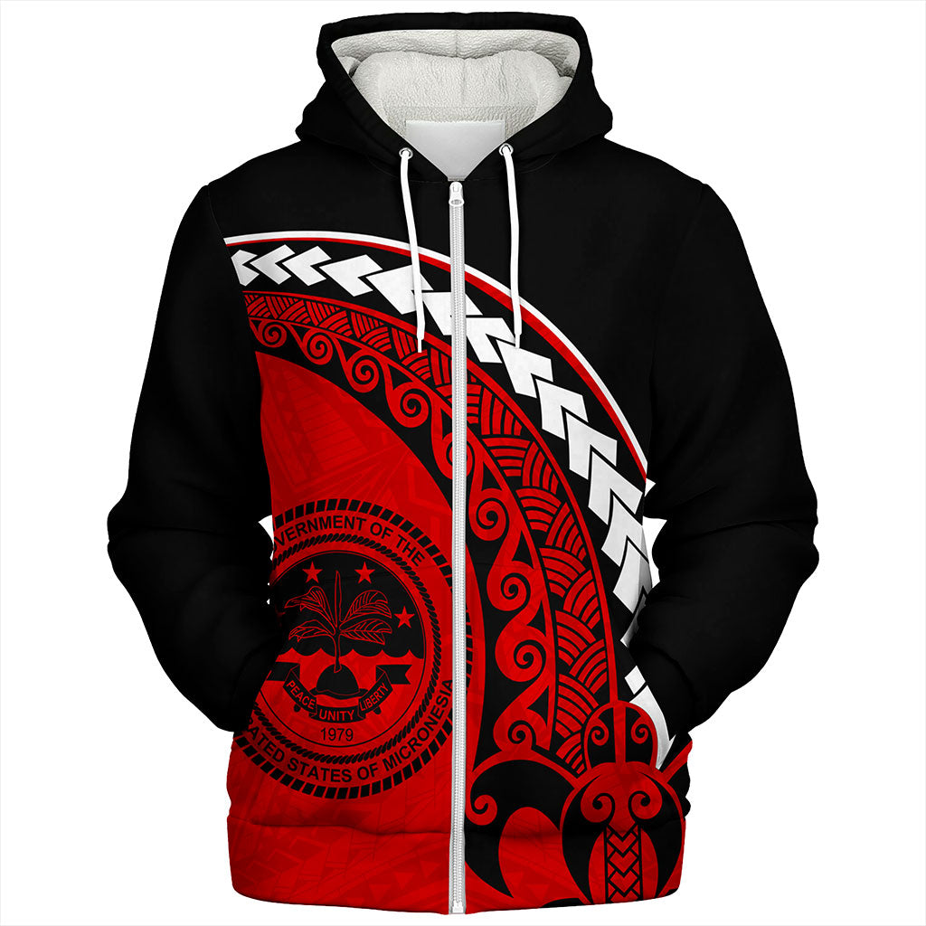Federated States Of Micronesia Sherpa Hoodie Turtle Polynesian Tribal Coat Of Arms