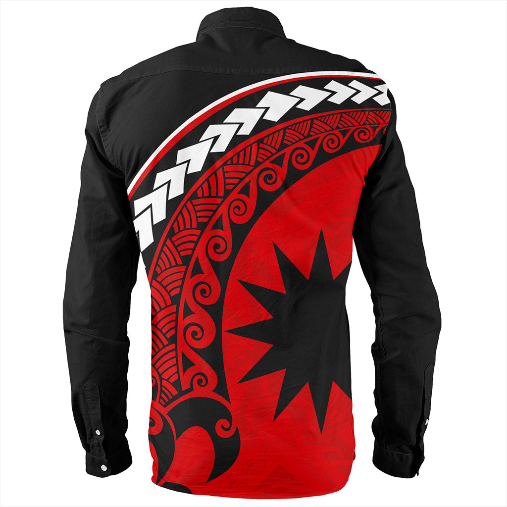 Nauru Long Sleeve Shirt Turtle Polynesian Tribal Coat Of Arms