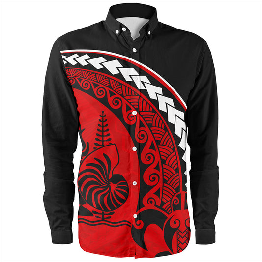 New Caledonia Long Sleeve Shirt Turtle Polynesian Tribal Coat Of Arms