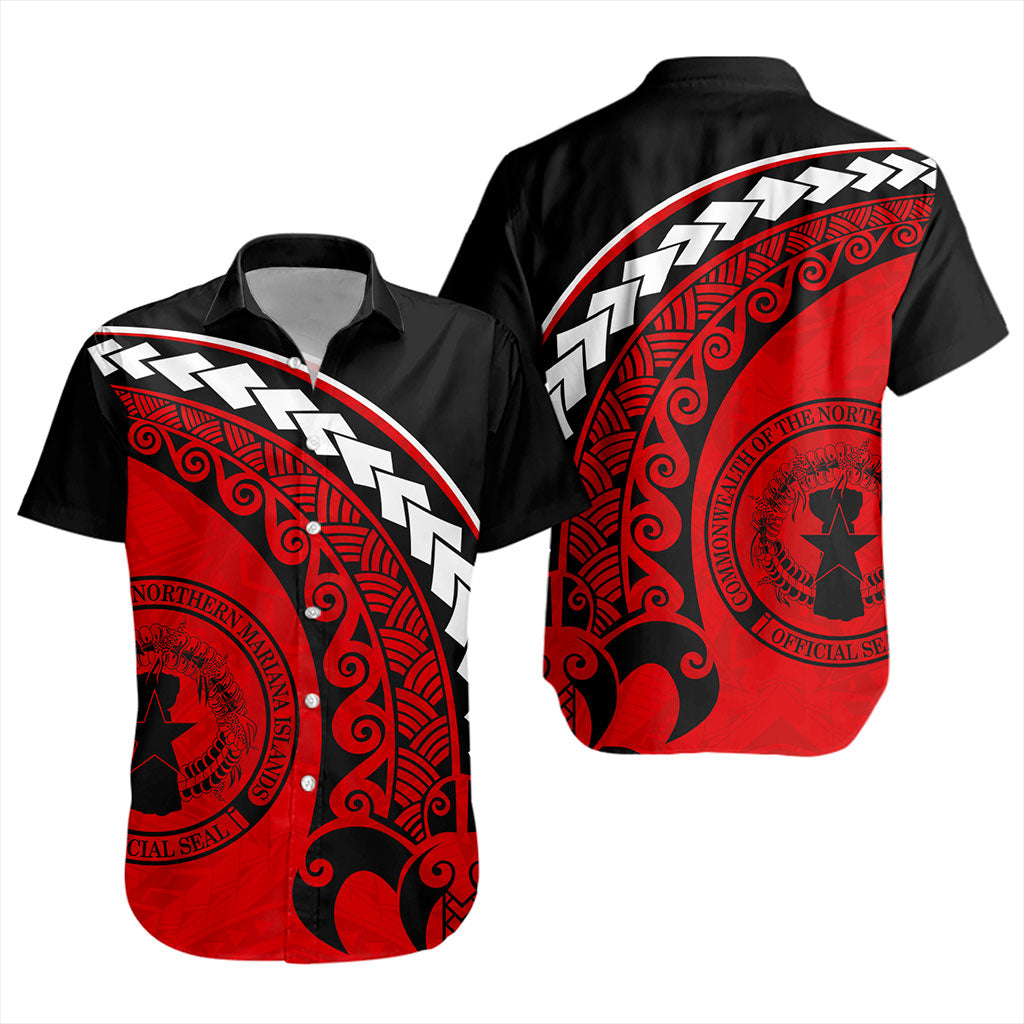 Northern Mariana Islands Short Sleeve Shirt Turtle Polynesian Tribal Coat Of Arms