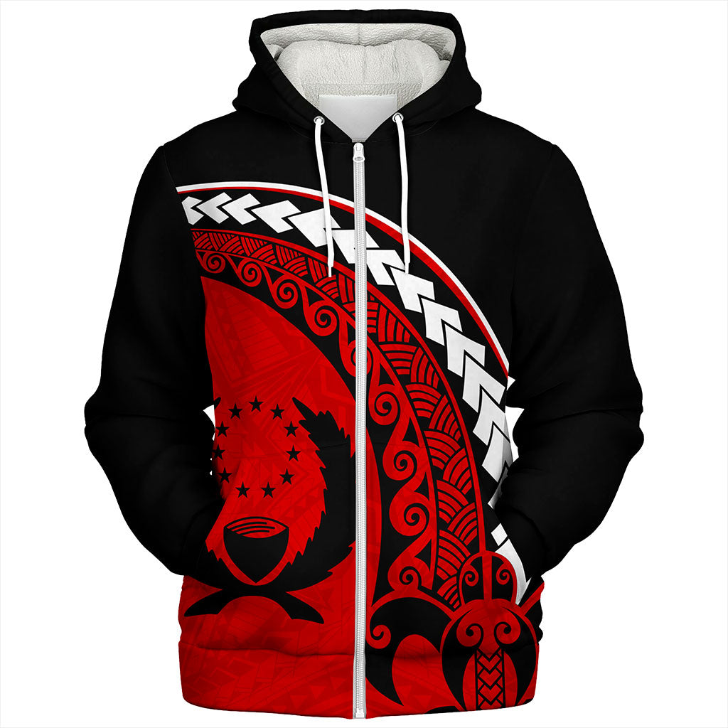 Pohnpei State Sherpa Hoodie Turtle Polynesian Tribal Coat Of Arms