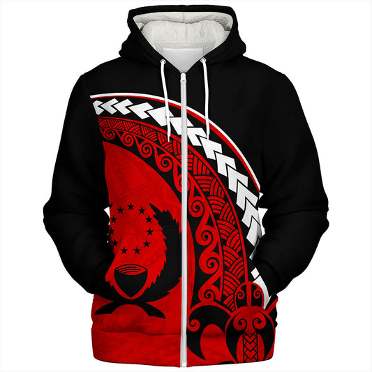 Pohnpei State Sherpa Hoodie Turtle Polynesian Tribal Coat Of Arms