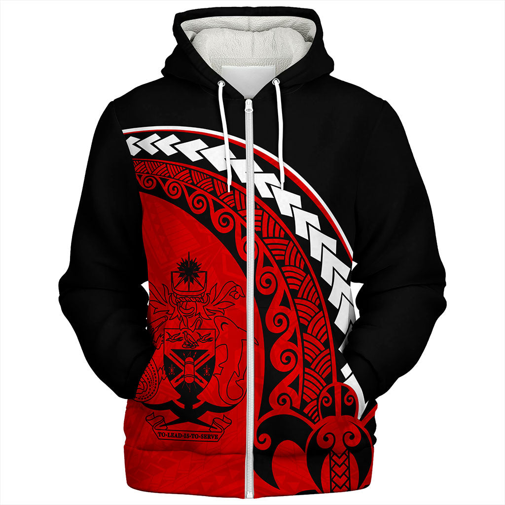 Solomon Islands Sherpa Hoodie Turtle Polynesian Tribal Coat Of Arms