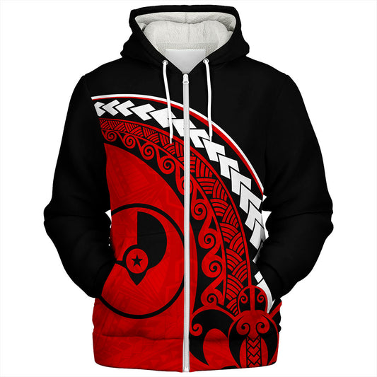 Yap State Sherpa Hoodie Turtle Polynesian Tribal Coat Of Arms