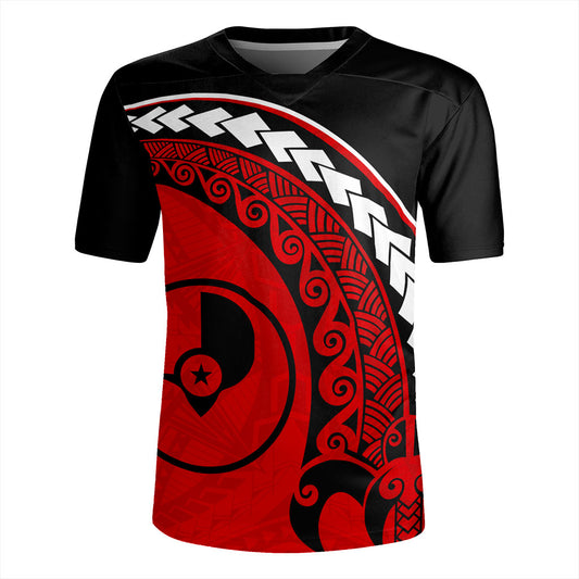 Yap State Rugby Jersey Turtle Polynesian Tribal Coat Of Arms