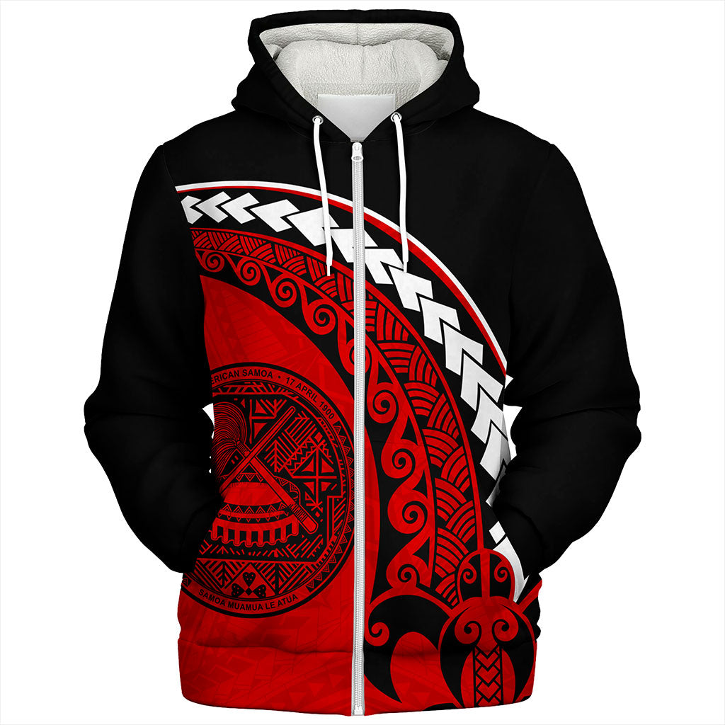American Samoa Sherpa Hoodie Turtle Polynesian Tribal Coat Of Arms