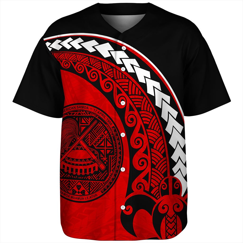 American Samoa Baseball Shirt Turtle Polynesian Tribal Coat Of Arms