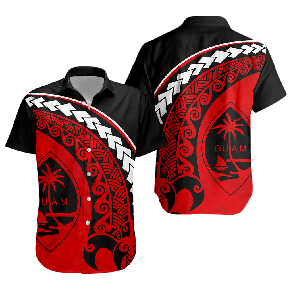 Guam Short Sleeve Shirt Turtle Polynesian Tribal Coat Of Arms
