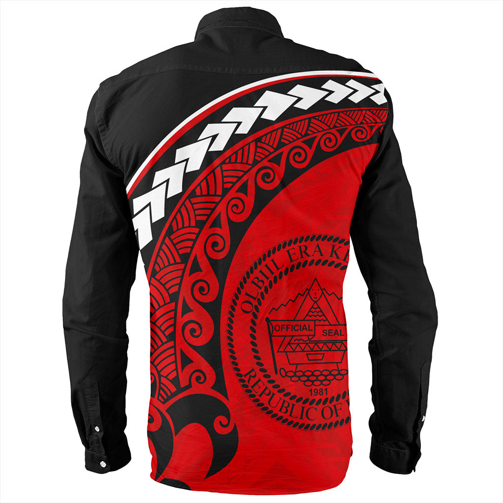Palau Long Sleeve Shirt Turtle Polynesian Tribal Coat Of Arms
