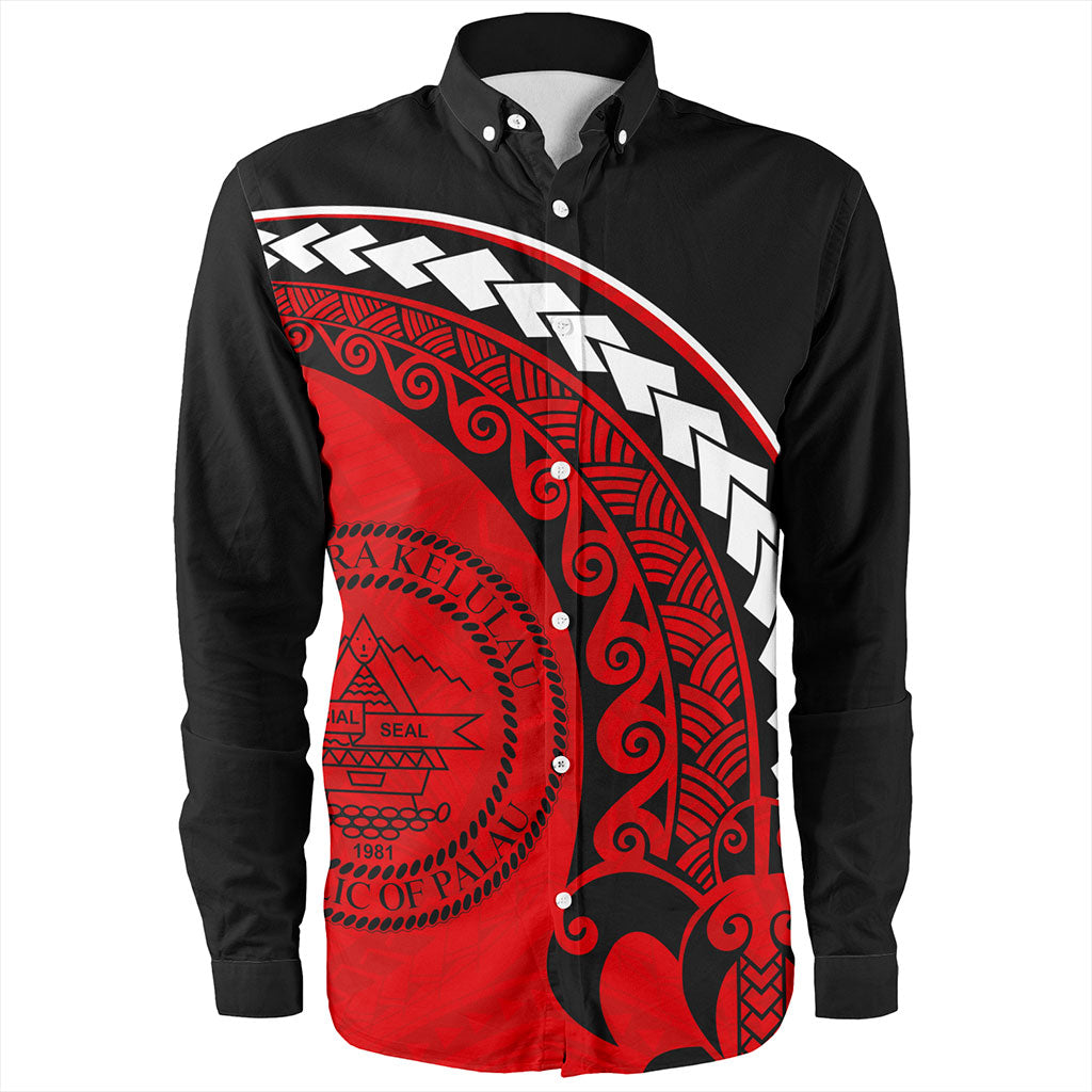 Palau Long Sleeve Shirt Turtle Polynesian Tribal Coat Of Arms