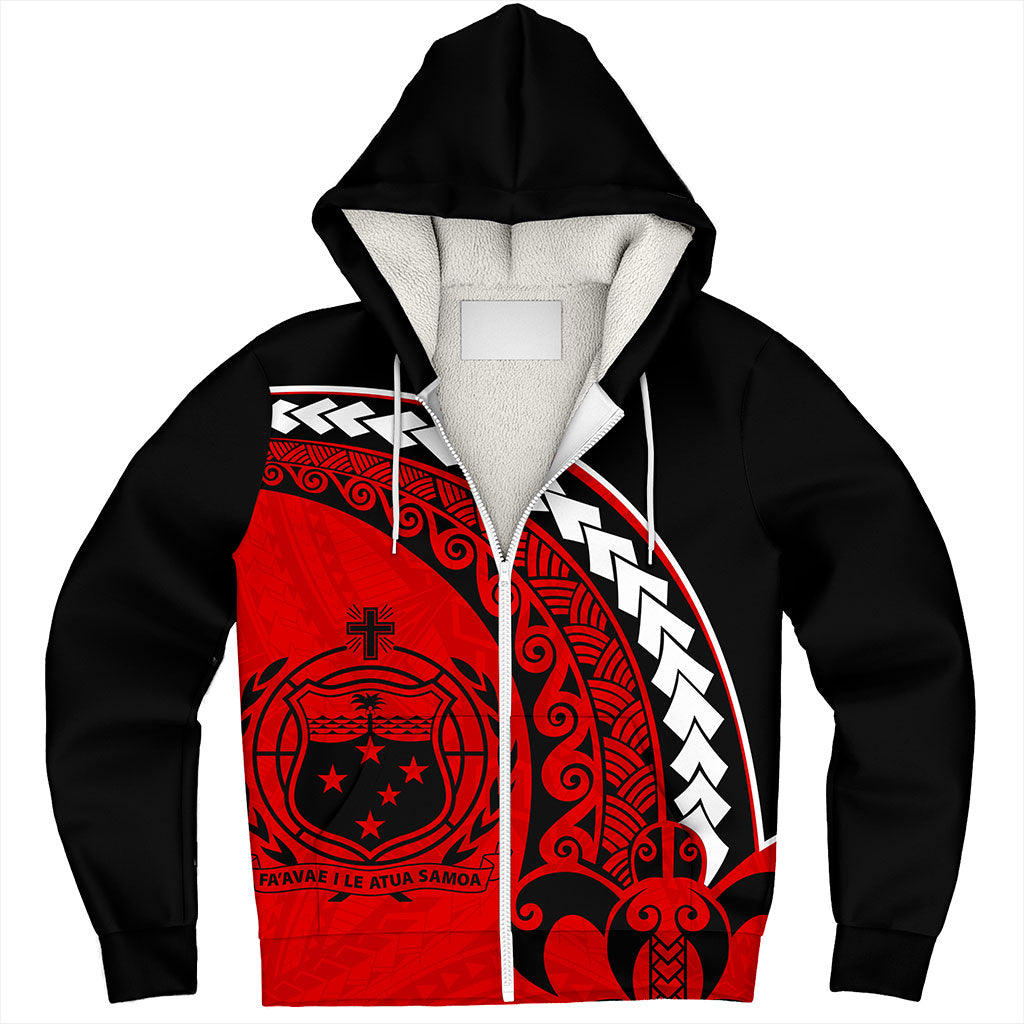 Samoa Sherpa Hoodie Turtle Polynesian Tribal Coat Of Arms